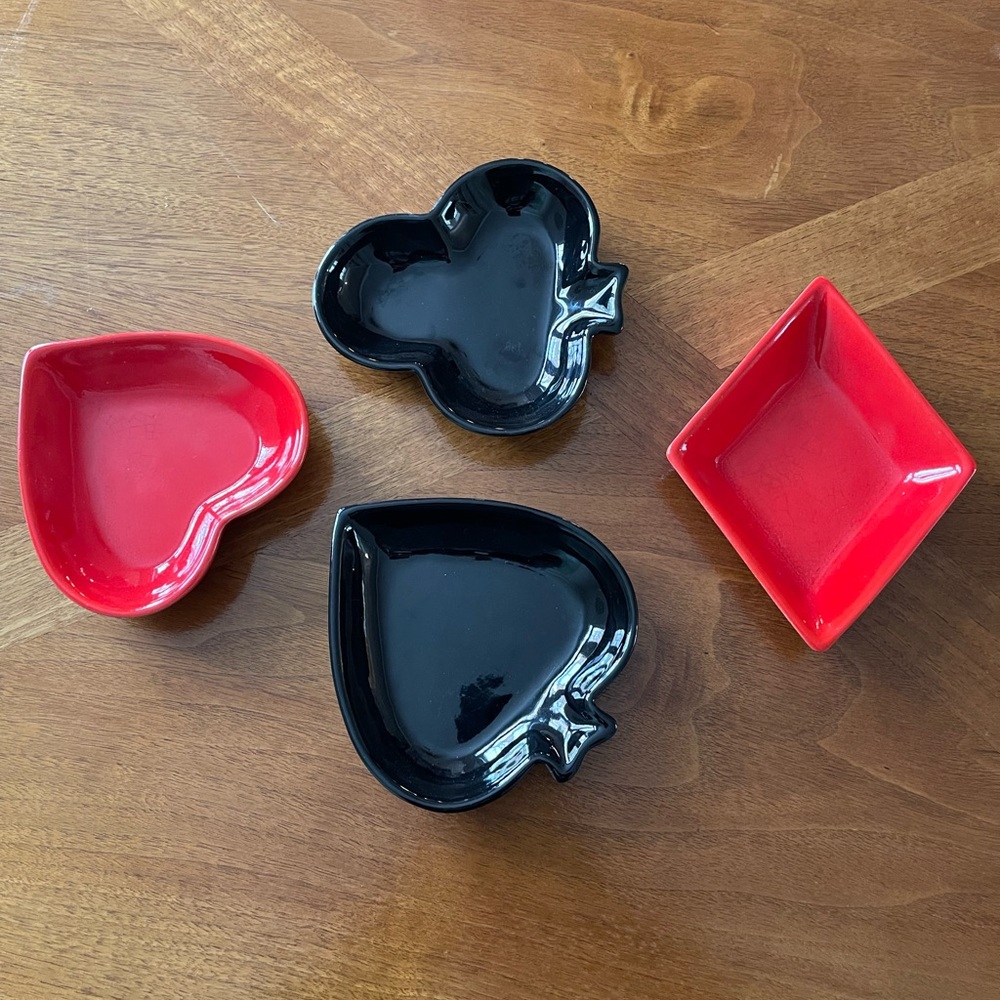 Vintage red and black poker trays